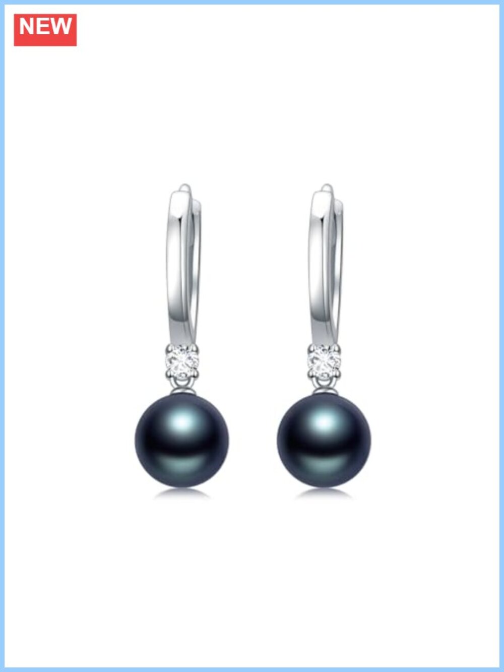 Sterling Silver Black Pearl Dangle Drop Earrings Leverback Anniversary Gift